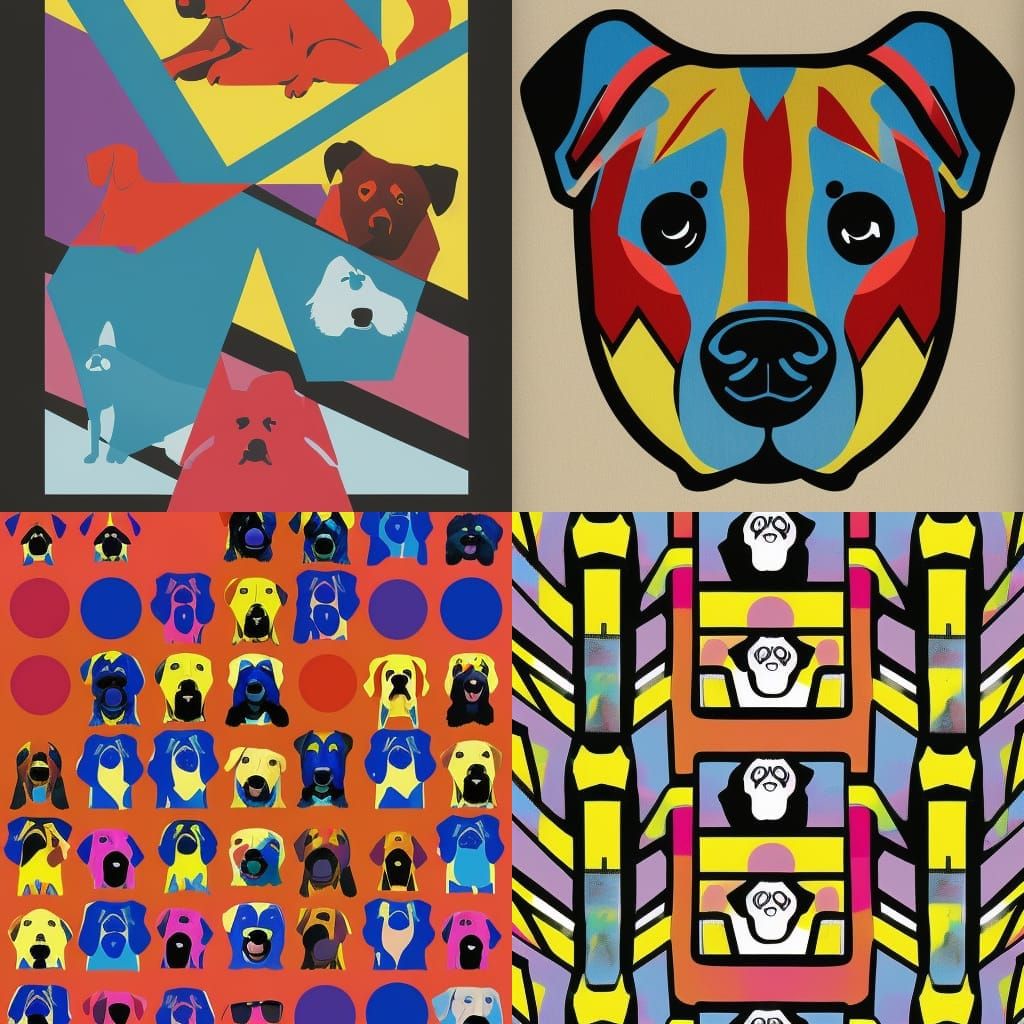 Dogs in Pop Art Screen Print Style