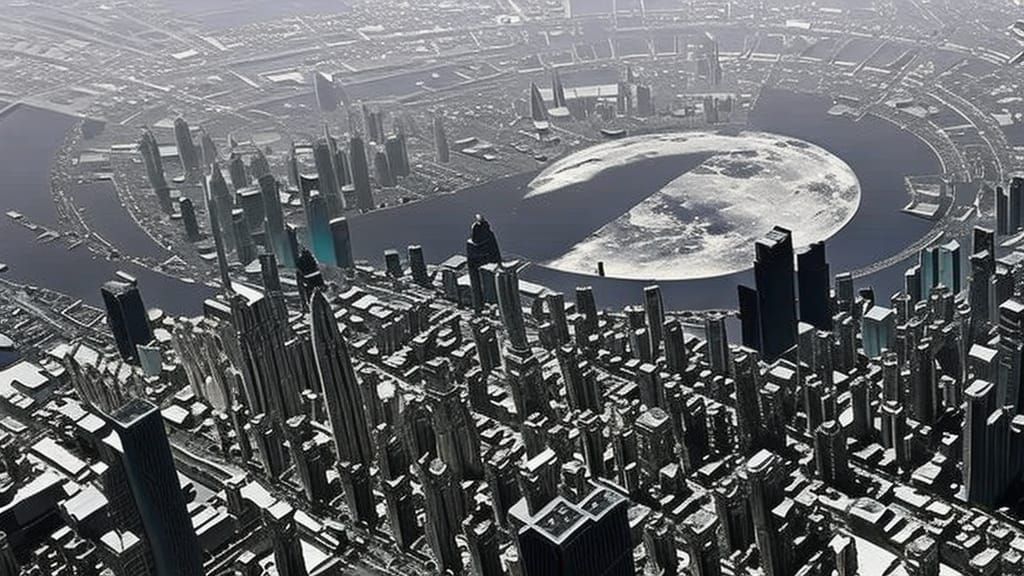 Cyberpunk New York City on the Moon