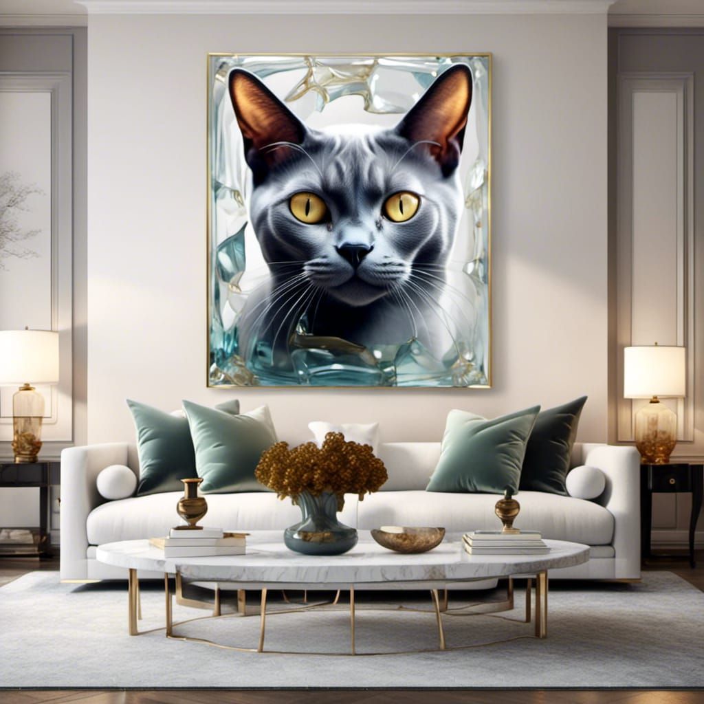 Illuminated Glass Burmese Cat Fantasycore Artwork