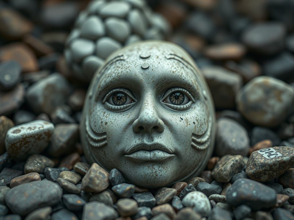 Pareidolia: Face Emerges from Natural Stone