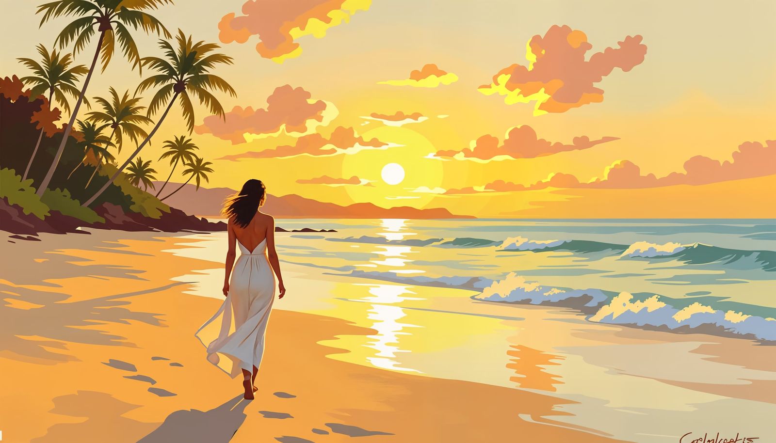 Golden Sunset Walk on Gold Coast Beach