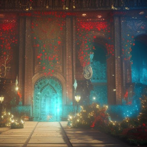 Detailed Christmas Pattern in Matte Painting Style