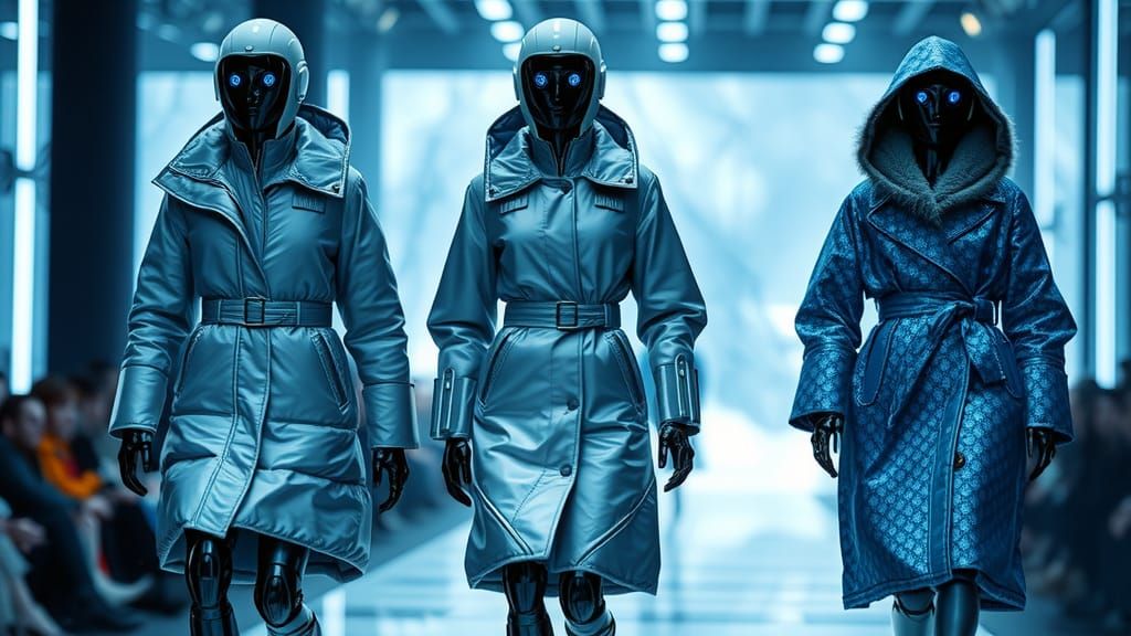 Futuristic Robot Models in Winter Fashion Show
