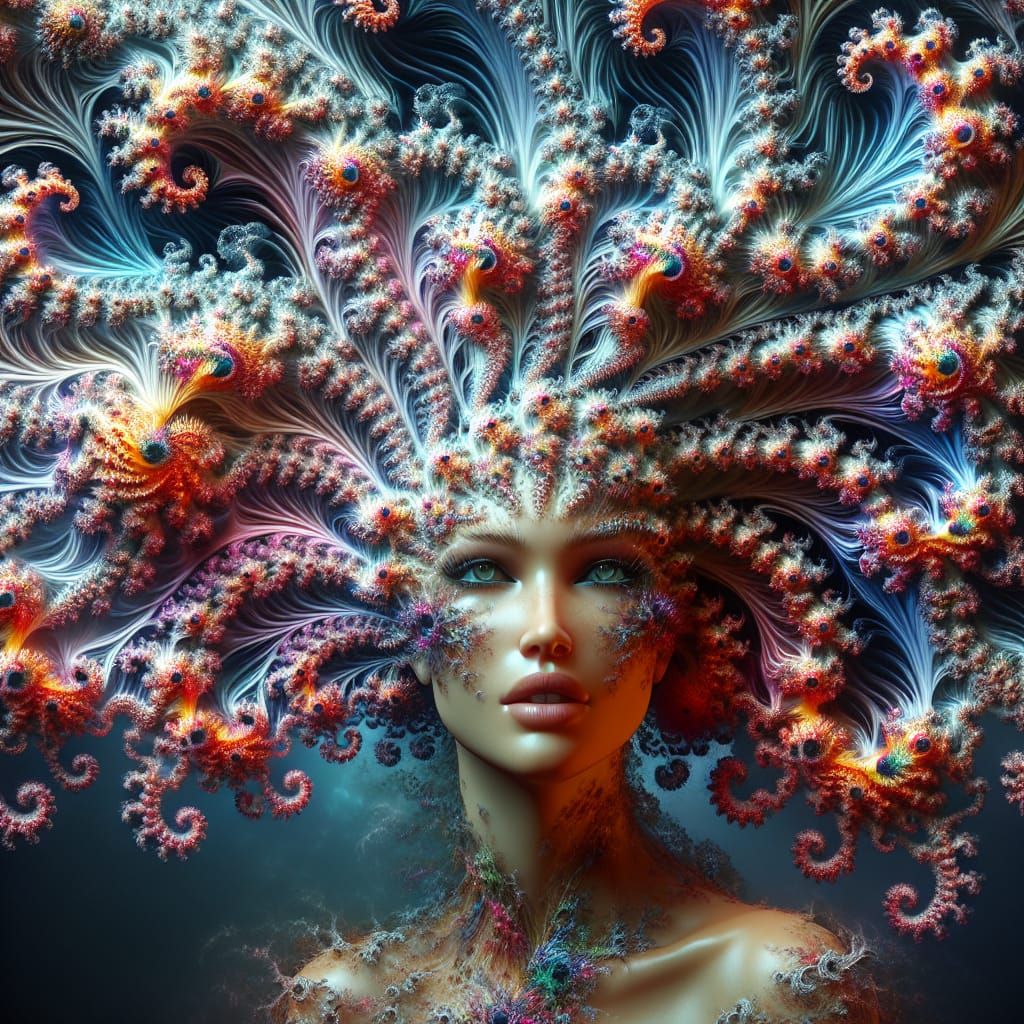 Fractal Beauty: A Surreal 3D Portrait