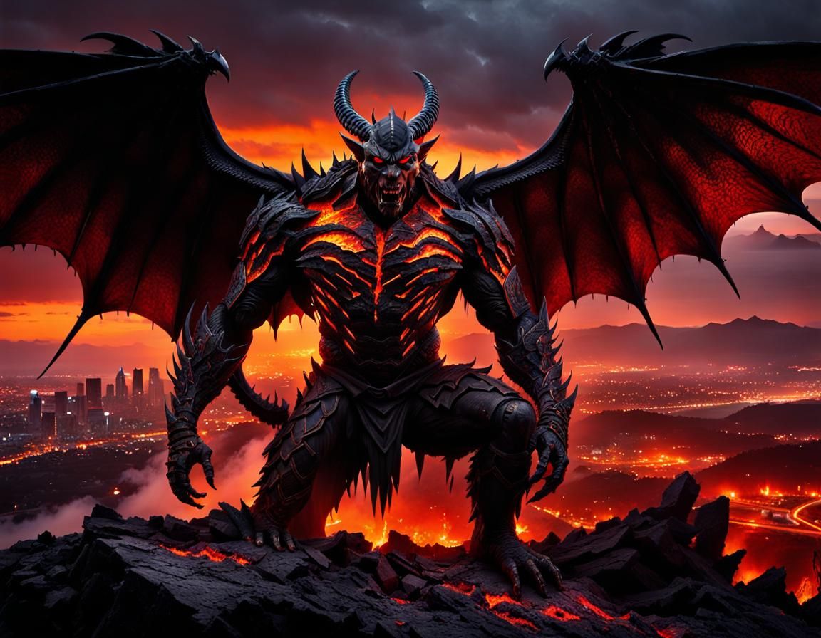 Demon in Fiery Landscape