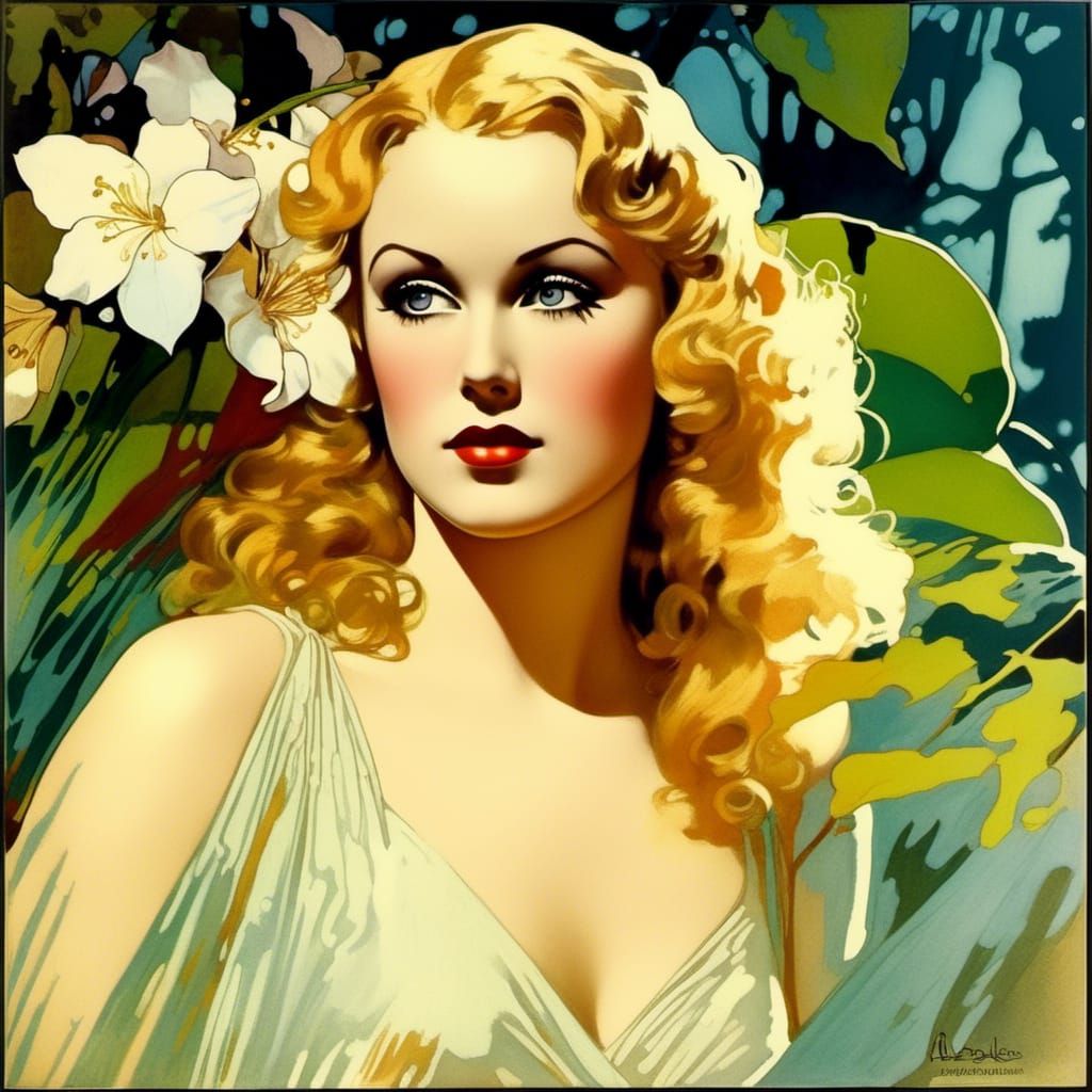 Psychedelic Jungle Portrait Inspired by Art Nouveau