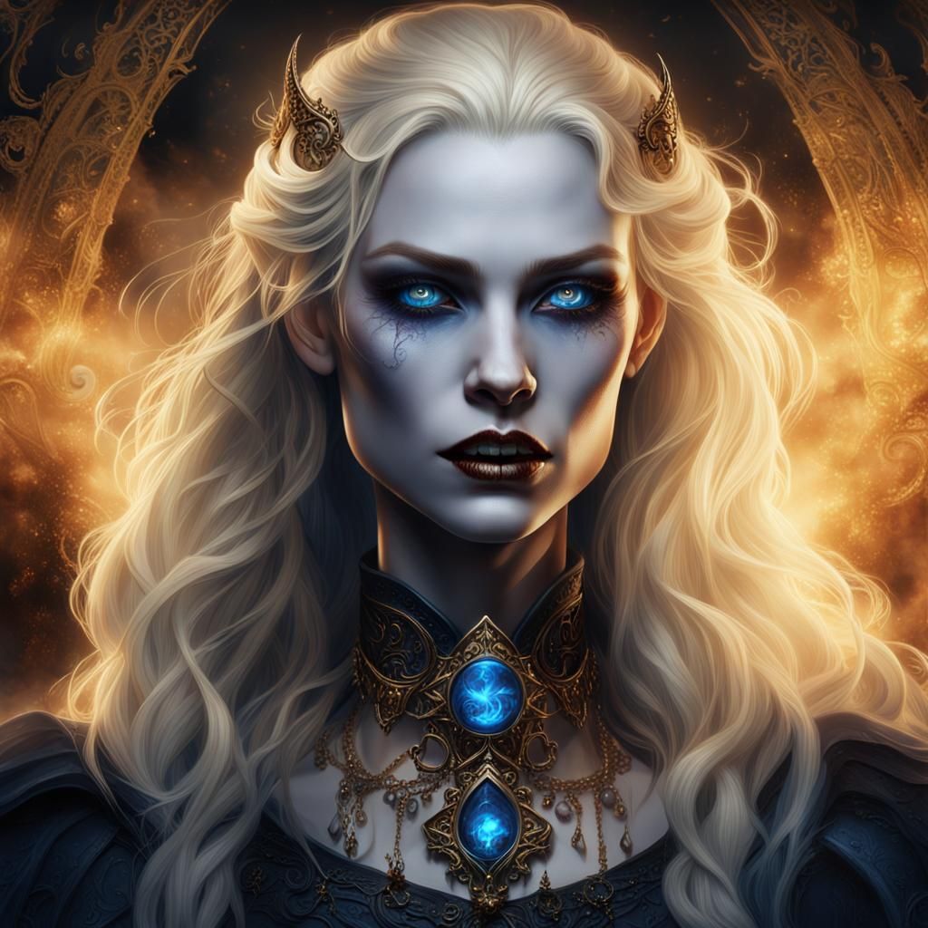 Blonde Vampire Portrait in Giger Style