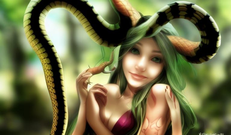 Two-Horned Snake Girl: AI Interpretation
