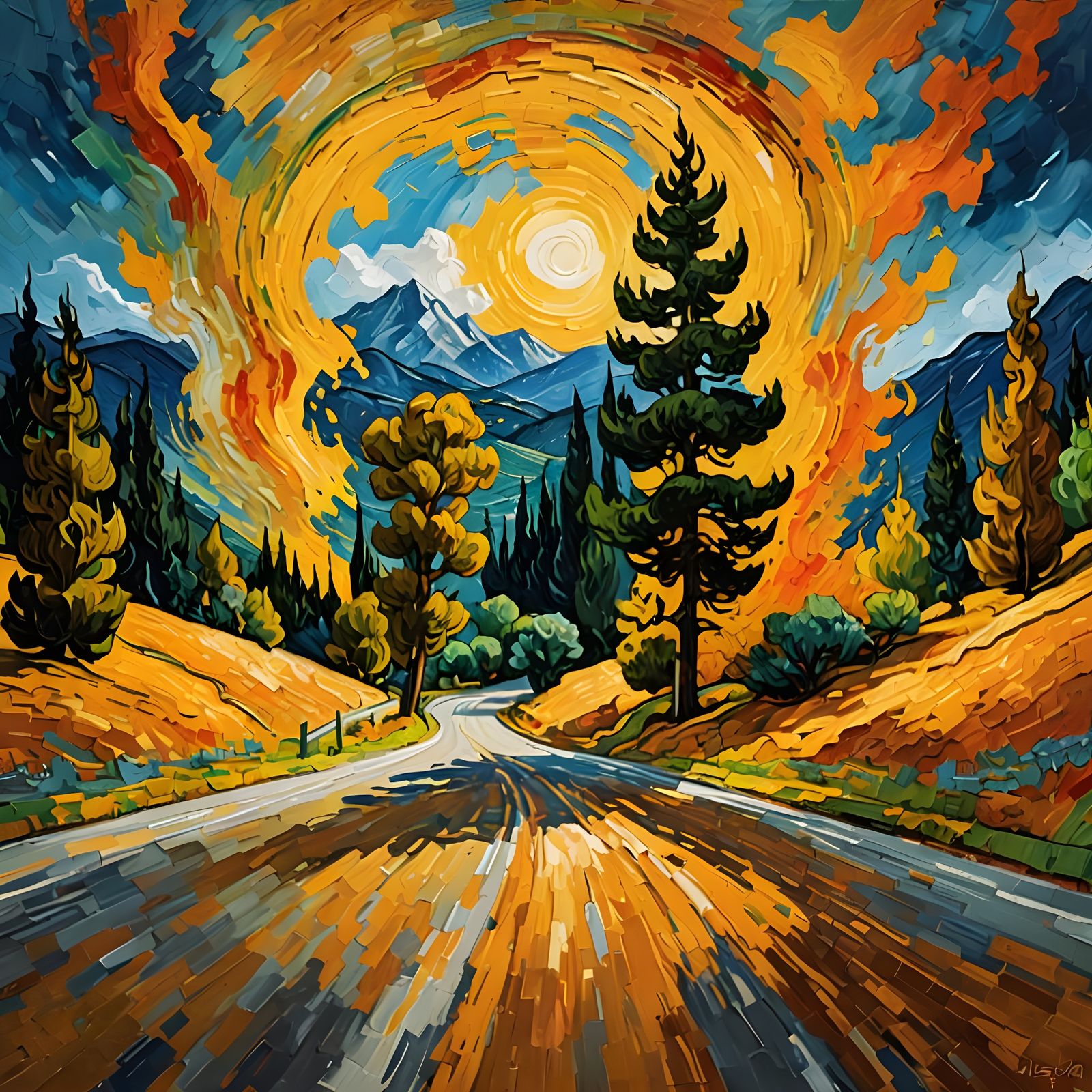 Landscape in Post-Impressionist Style