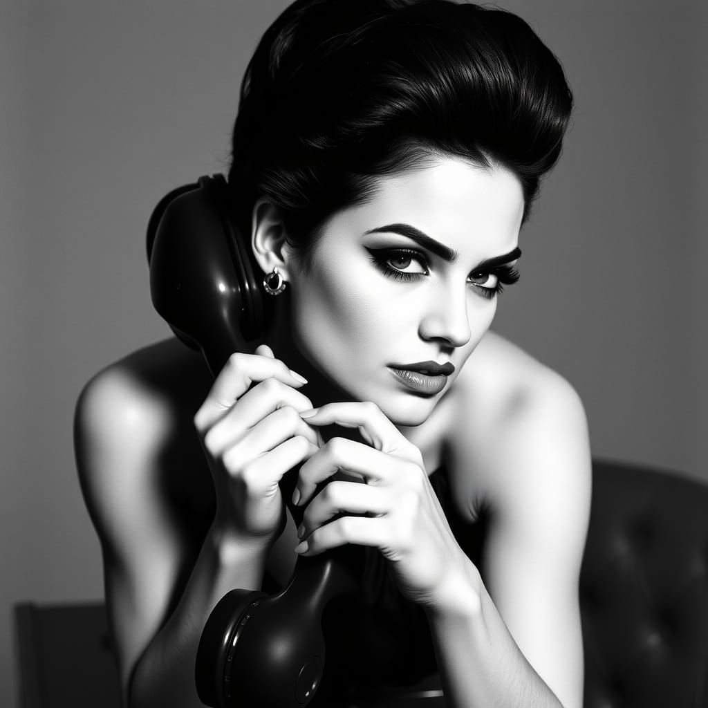 Vintage Starlet with Rotary Phone, in High-Fashion Style