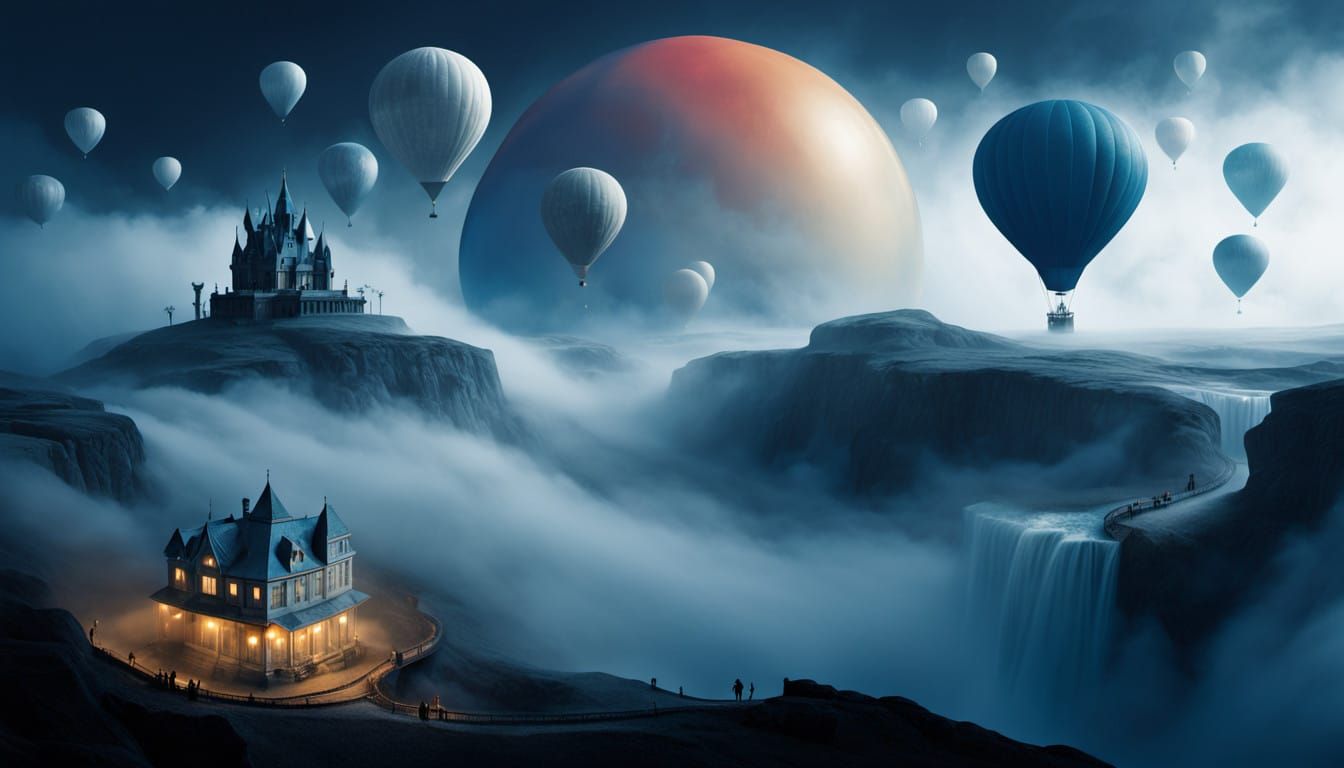 Ethereal Basement Scene in a Dreamlike Winter Wonderland