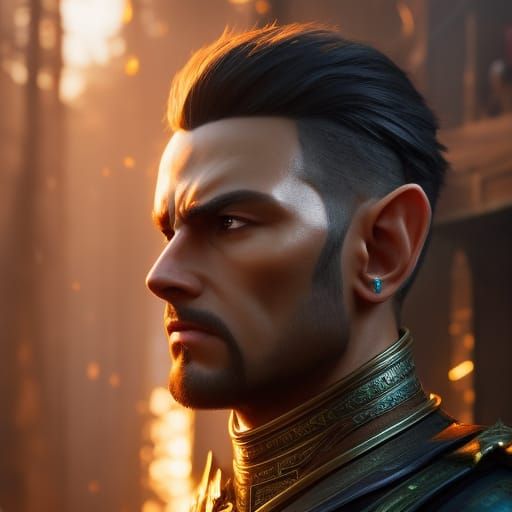 Elven Blacksmith Portrait in High Fantasy Style