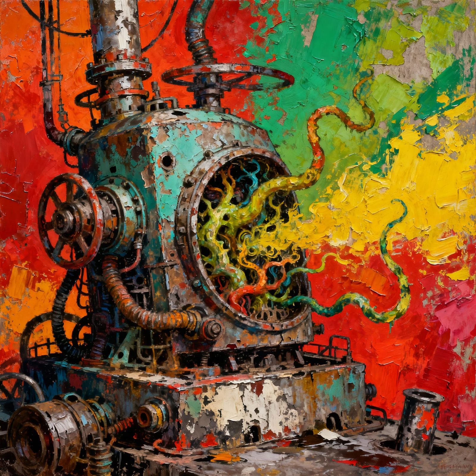 Dystopian Elegance: Organic Machinery in Textured Abstractio...