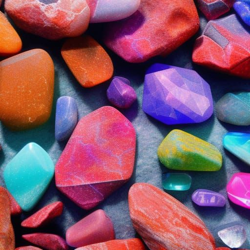 Gem Rock Seashore Under Cyberpunk Thunderstorm