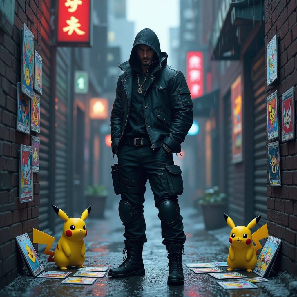 Gritty Anti-Hero in Cyberpunk Cityscape