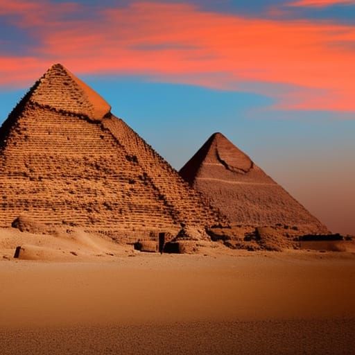 Egyptian Sunset Over Ancient Pyramids
