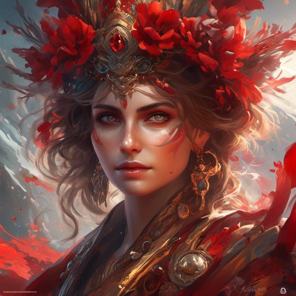 Hyperreal Portrait of a Woman with Red Eyes