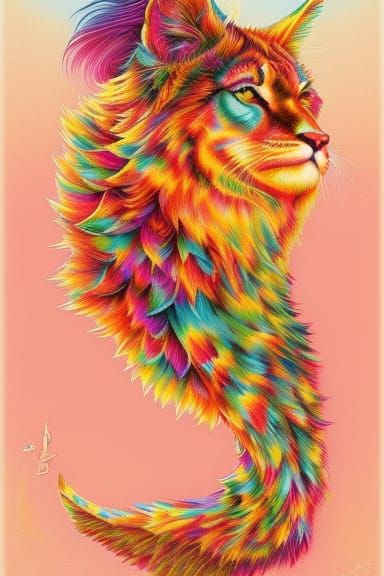 Cotton Candy Lion in Surrealist Collage Art