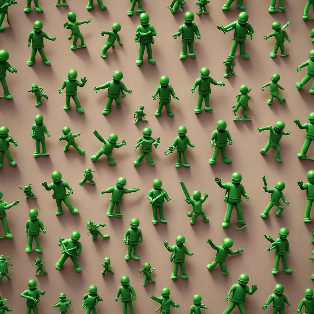 Little Green Army Men in 3D Digital Art