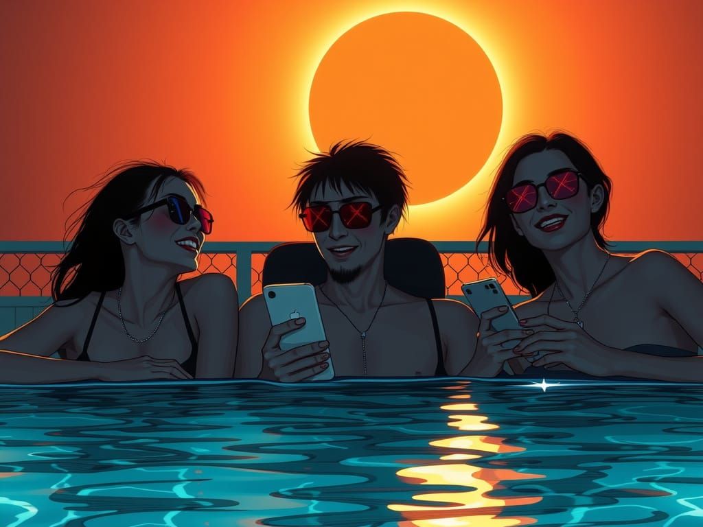 Vampires Bask in Solar Eclipse Pool Party
