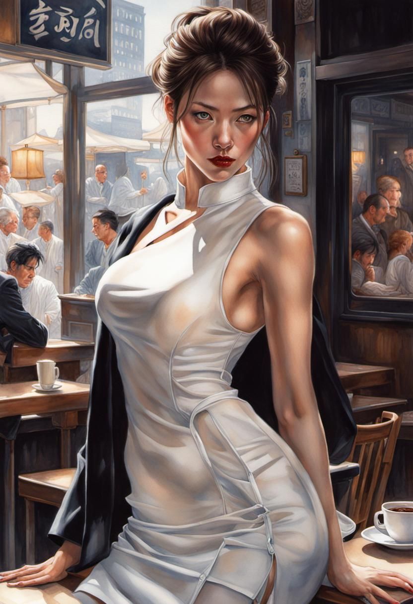 Cyberpunk Female Spy in Hyperrealist Watercolor Style