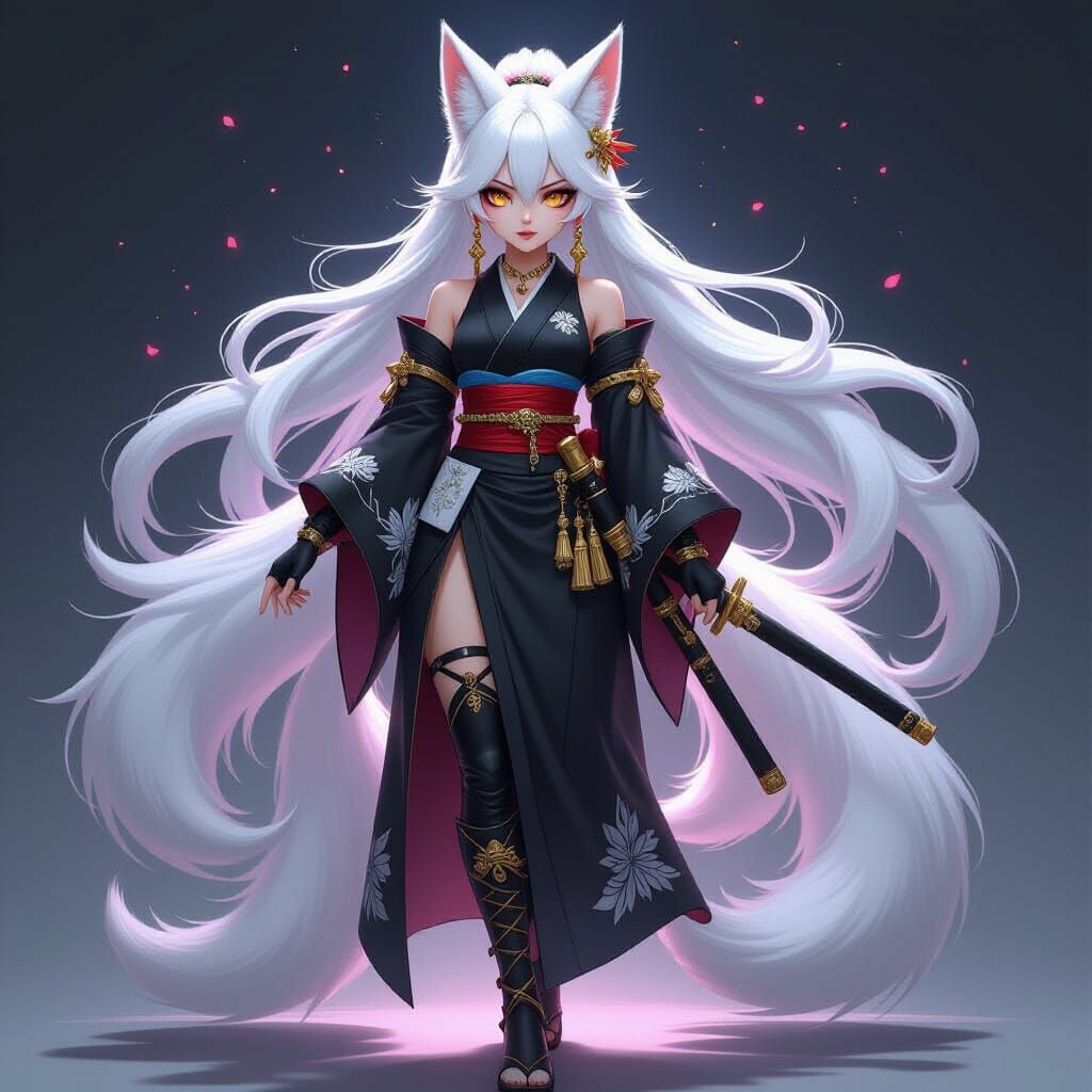 Anime Admiral with Kitsune Ears and Katana