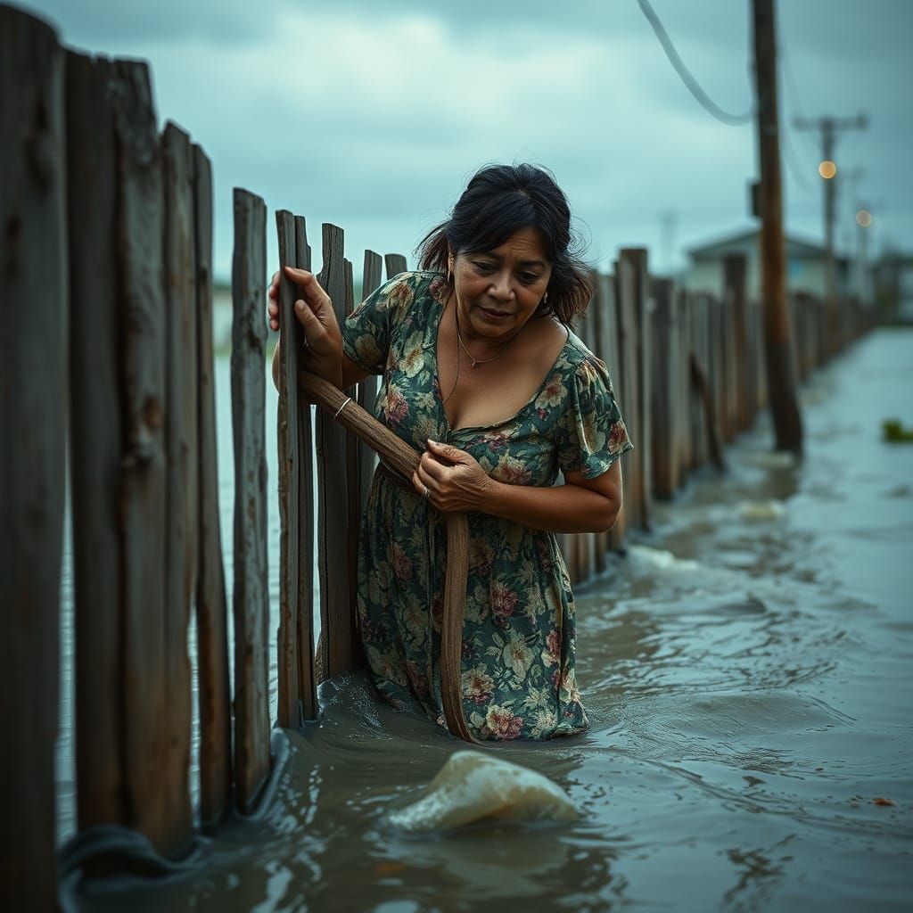 Hurricane Devastation: Coastal Town in Dynamic 35mm Style