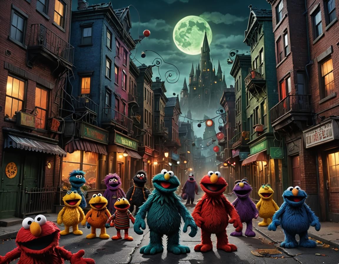 A movie poster depicting a Nightmare on Sesame Street.