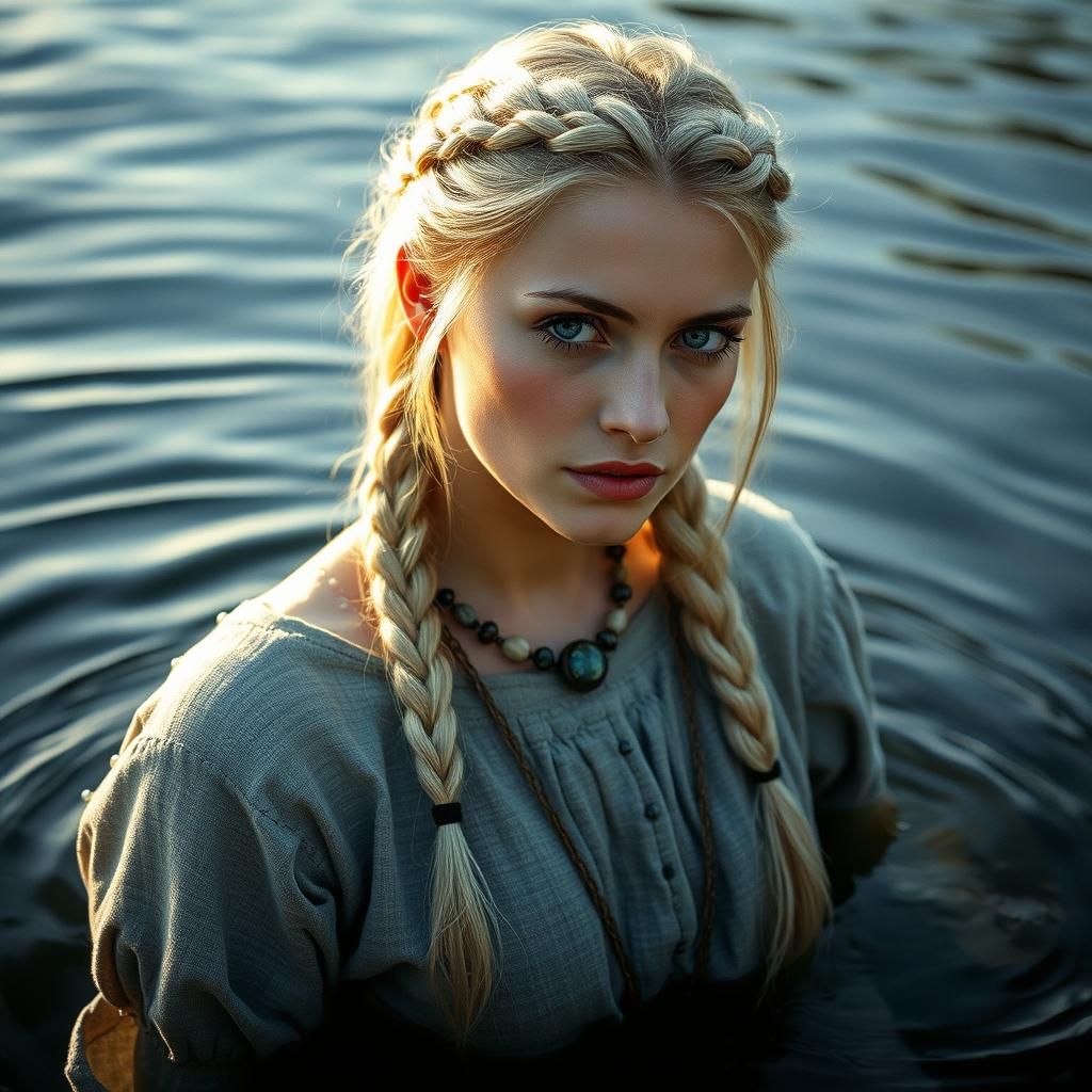 Lithuanian Beauty Emerging from Neris River