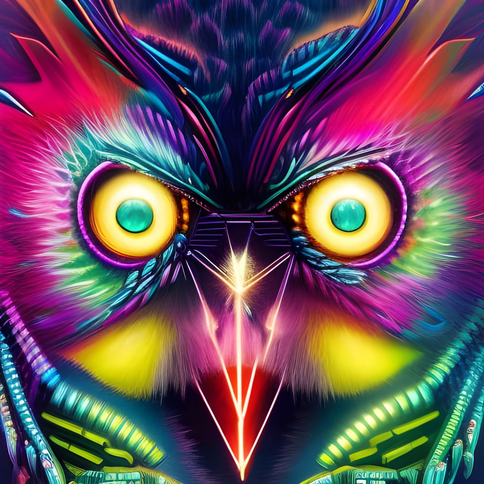 Cyber Punk Owl - Neon Tawny by Lord Elboron