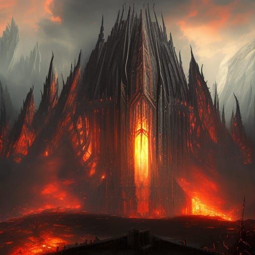 Fire Architecture in Dark Fantasy Style