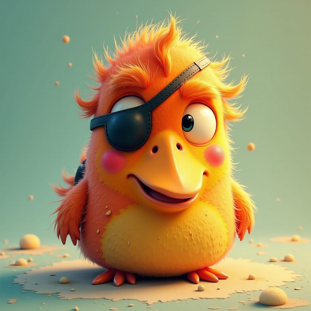 Pirate Duck Character Concept Art in Pixar Style