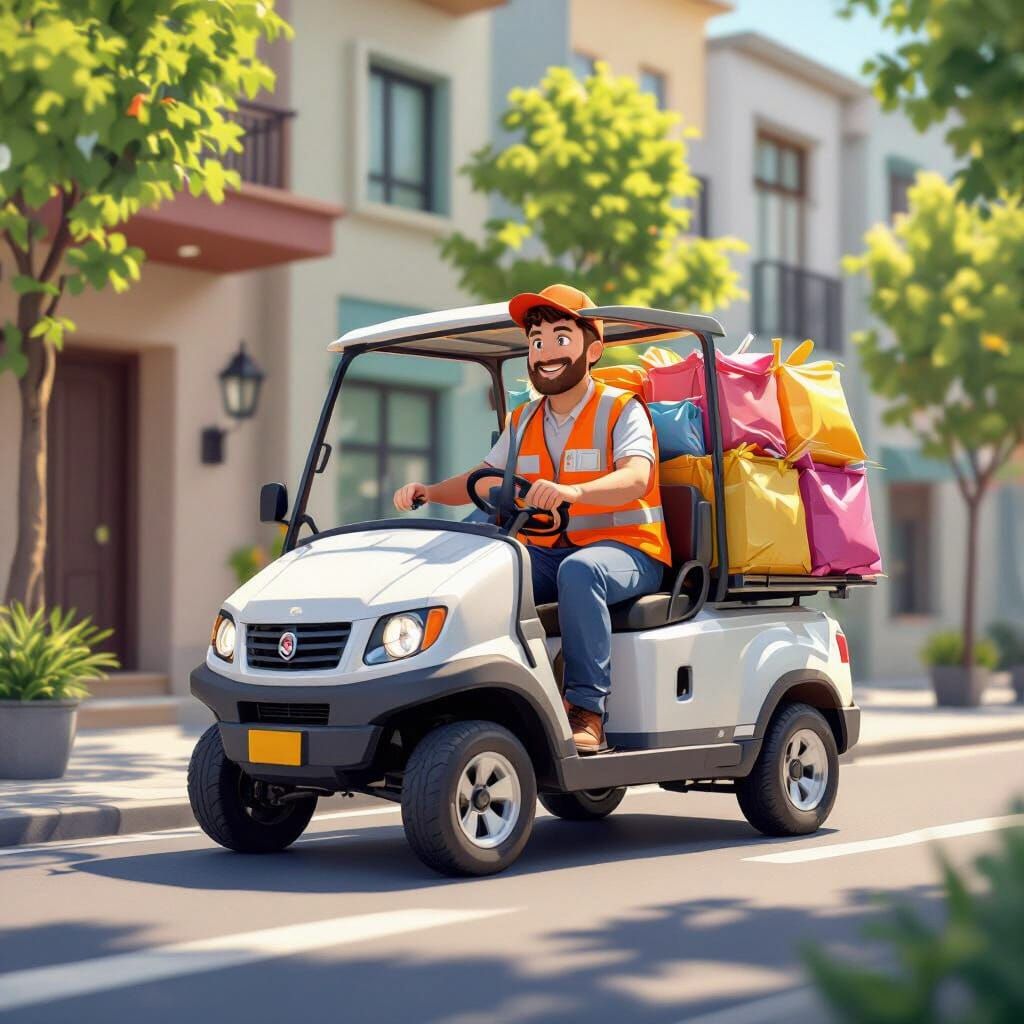 Modern Recycling Truck in 3D Anime Photorealism