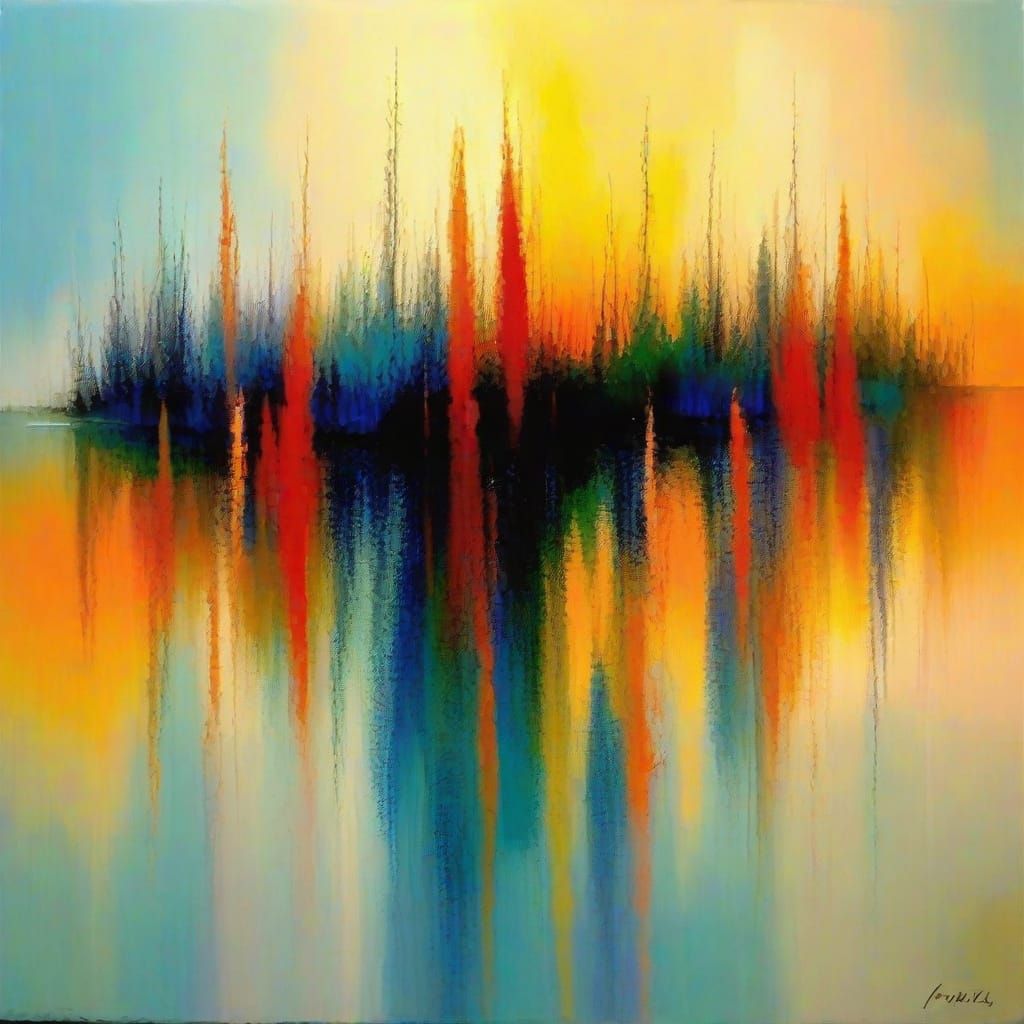 Vibrant Sunset over Turbulent Waters in Impressive Color Pal...