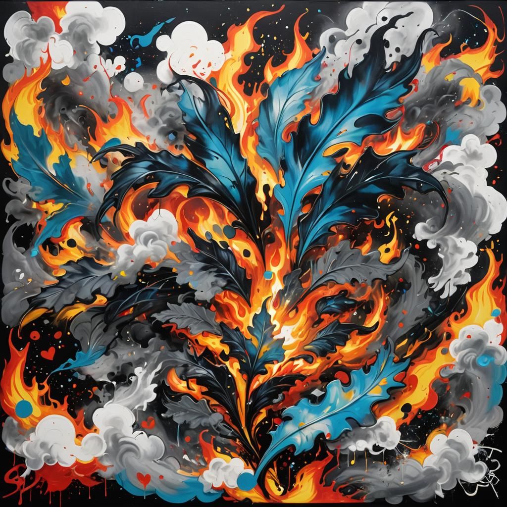 Colorful Polychromatic Graffiti Art with Splash Effects