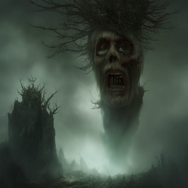 Demon in Psychedelic Forest, Photorealistic 8K