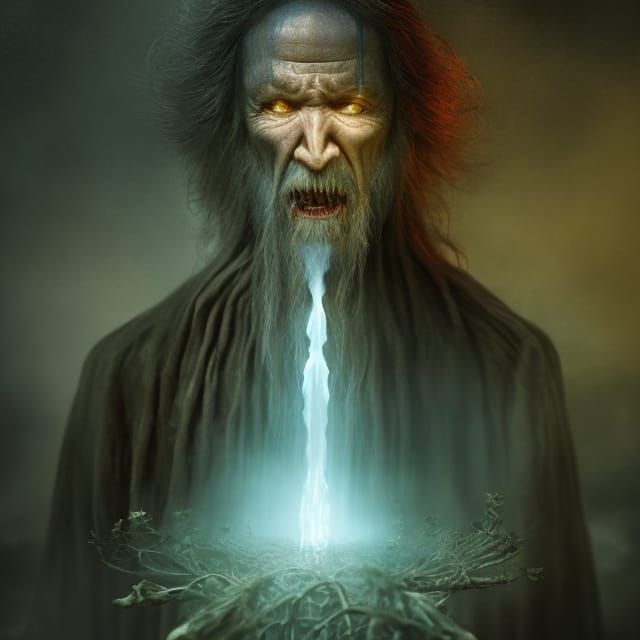 Demon in Sprite Forest: Photorealistic Psychedelic Art