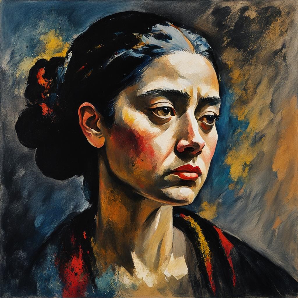 Renaissance Woman Portrait in Gouache Style