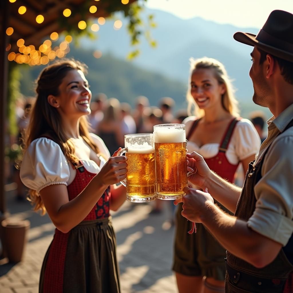Oktoberfest in the Alps: Candid Photo of Beer Fest