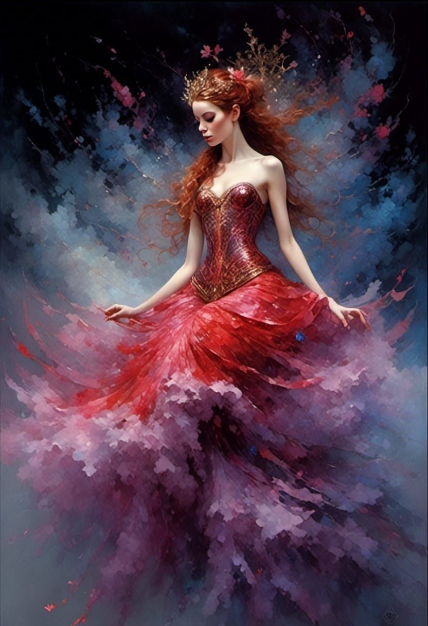 Fantasy Ballerina in Jeweled Corset, Digital Art