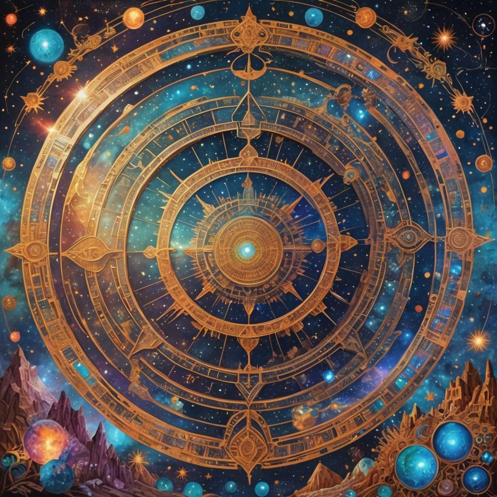 Afghanistan: Holographic Cosmic Illustration in Mixed Media