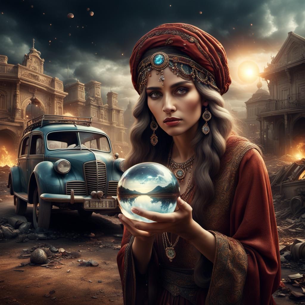 Gypsy Woman's Crystal Ball Reveals Car Crash