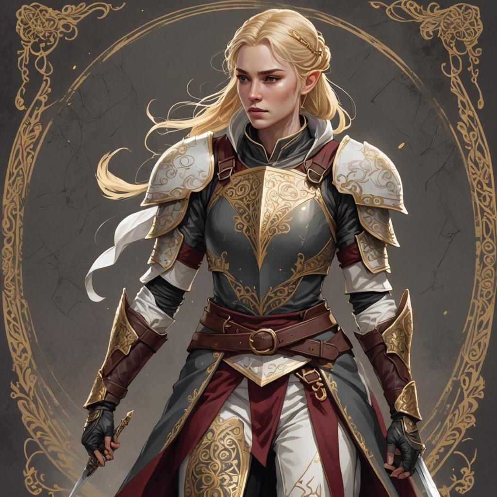DnD Illustration: Female Fighter in White Plate Armor