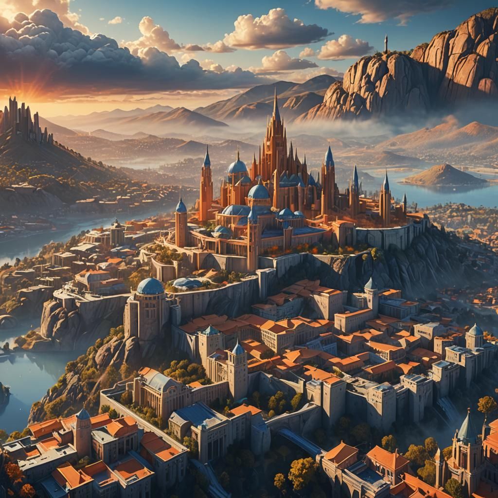 Floating City Above Canberra: Fantasy Concept Art