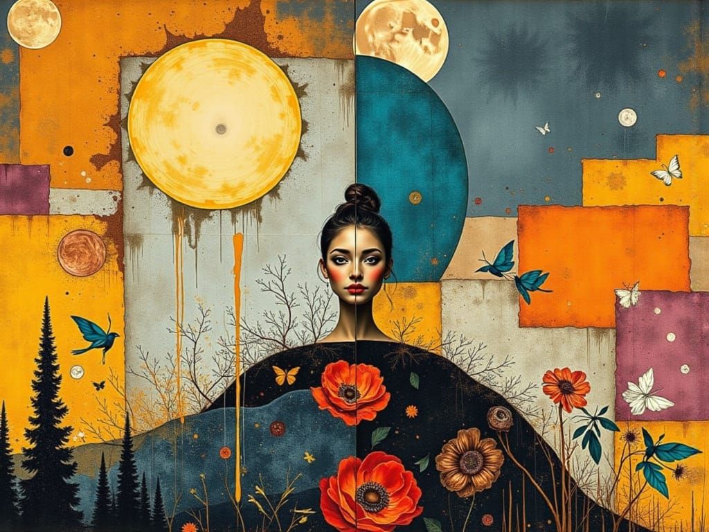 Overlapex Mixed Media Oil Painting