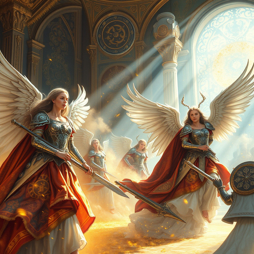 Valkyries Serve Odin in Watercolor Style