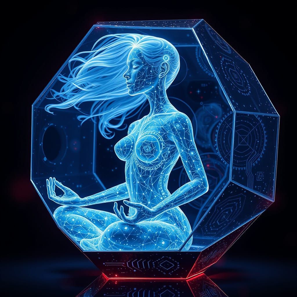 Ethereal Hologram Woman in Serene Slumber