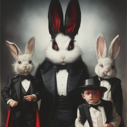 Sinister Magician Bunny Pulls Human from Hat