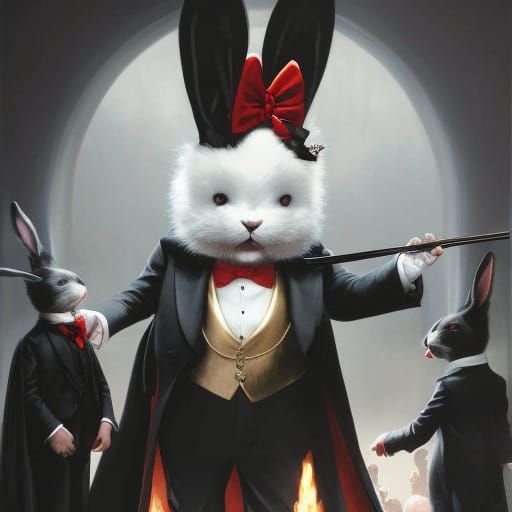 Sinister Bunny Magician Sketch Art in Horror Style