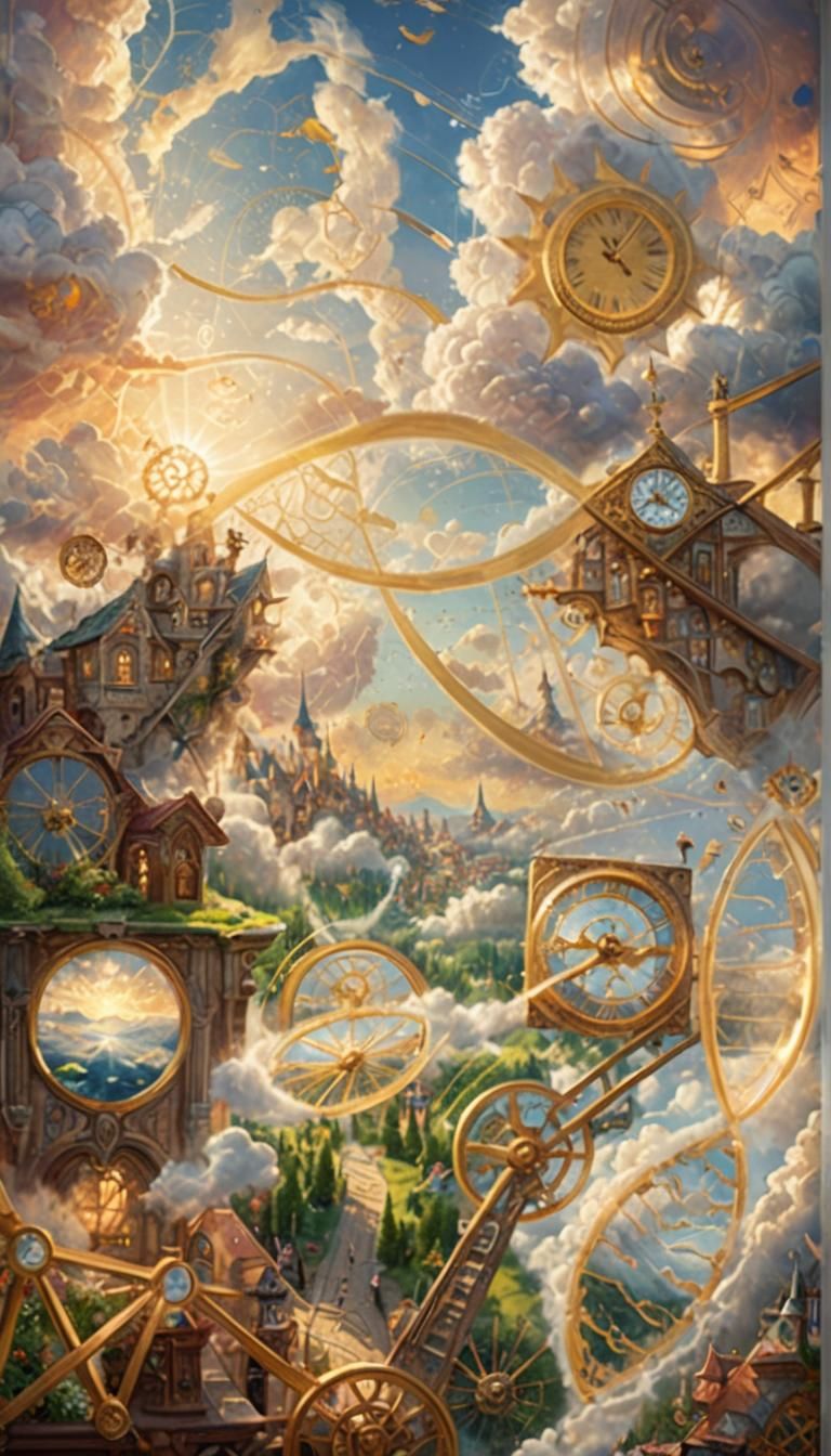 Time Map Unfolding in Clouds, Digital Matte Painting